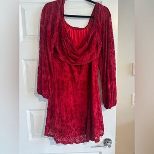 Elegant Red Velvet Dress
